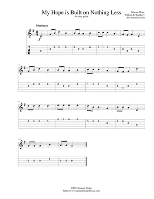 My Hope is Built on Nothing Less (The Solid Rock) - for easy guitar with TAB