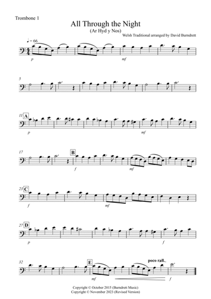 All Through the Night (Ar Hyd y Nos) for Trombone Quartet image number null