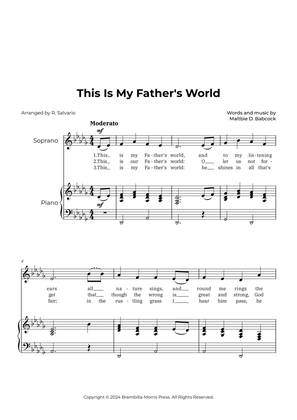 Book cover for This Is My Father's World (Key of D-Flat Major)