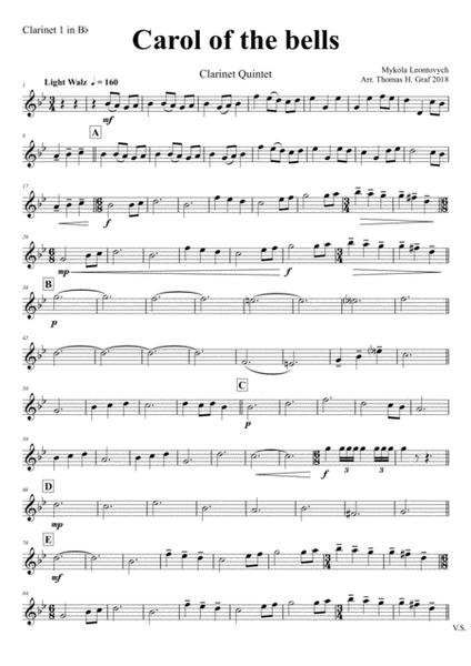Carol of the Bells - Pentatonix style - Clarinet Quintet
