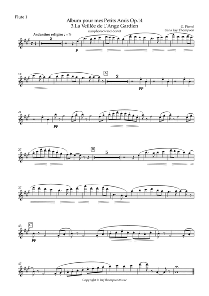 Pierné: Album pour mes Petits Amis Op.14 - 3.La Veillée de L'Ange Gardien - symphonic wind dectet image number null