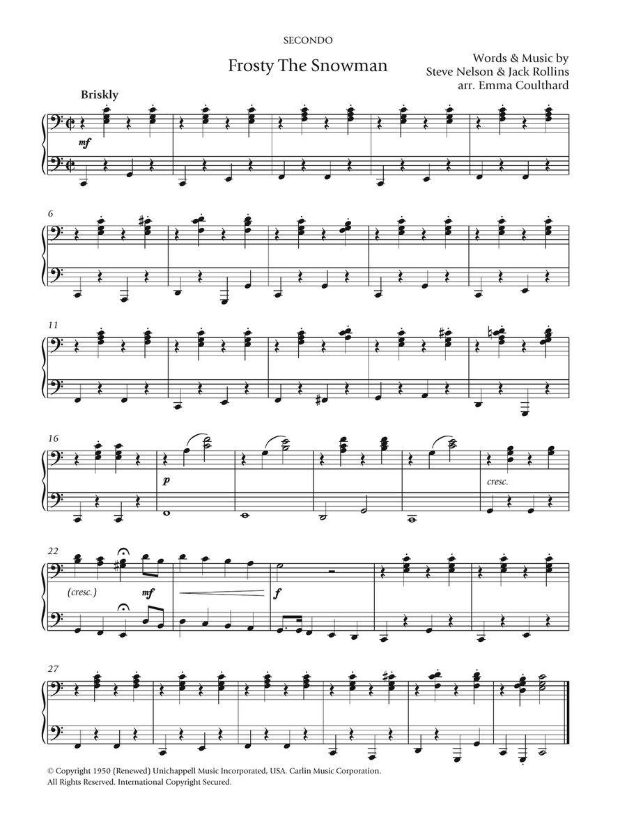 Frosty The Snowman Frosty The Snowman Piano Solo scores gallery preview page 1