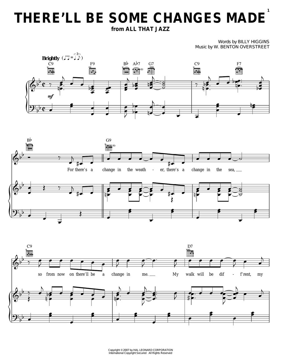There'll Be Some Changes Made Piano, Vocal, Guitar scores gallery preview page 1