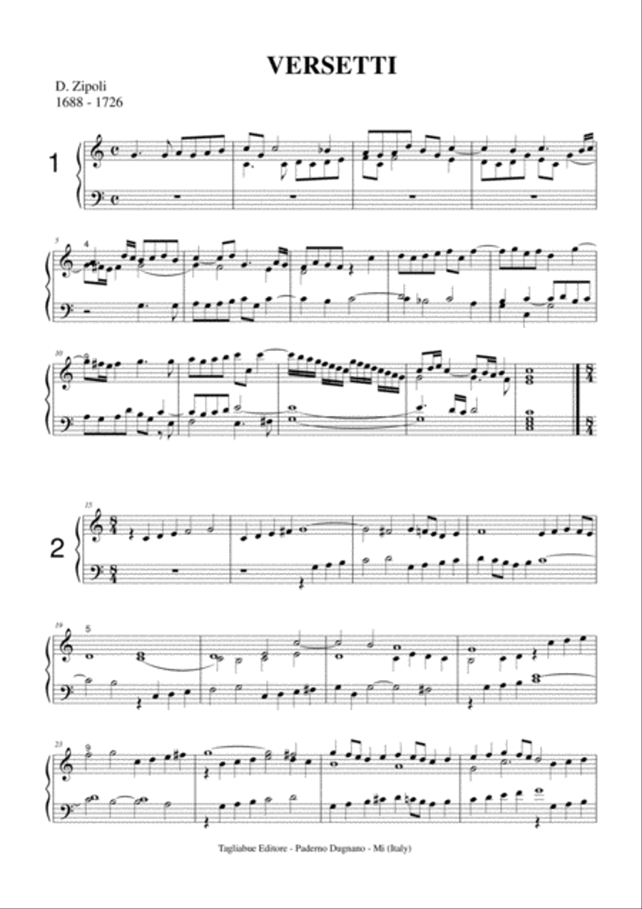 VERSETTI - D. Zipoli - For Organ Organ Solo scores gallery preview page 2