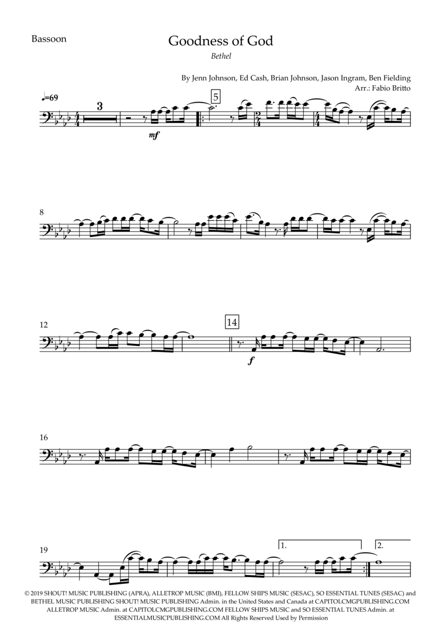 Goodness Of God Goodness Of God Bassoon Solo scores gallery preview page 1