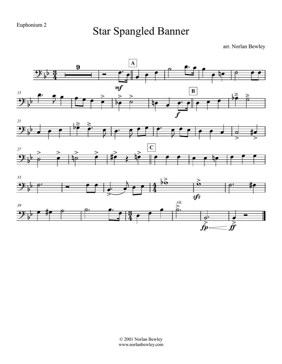 Star Spangled Banner - Tuba/Euphonium Quartet Brass Ensemble scores gallery preview page 4