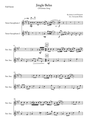 Jingle Bells - Jazz Version (Christmas Song) for Tenor Saxophone Duo