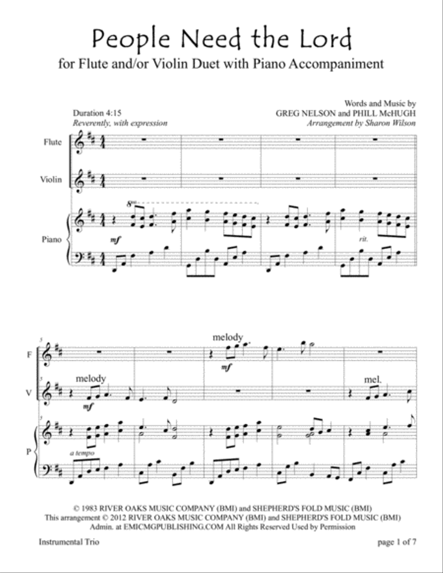 People Need The Lord Flute scores gallery preview page 3