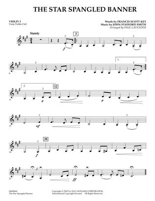 Star Spangled Banner - Violin 3 (Viola Treble Clef)
