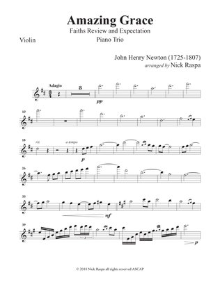 Book cover for Amazing Grace (Piano Trio - Violin, Cello & Piano) Violin part