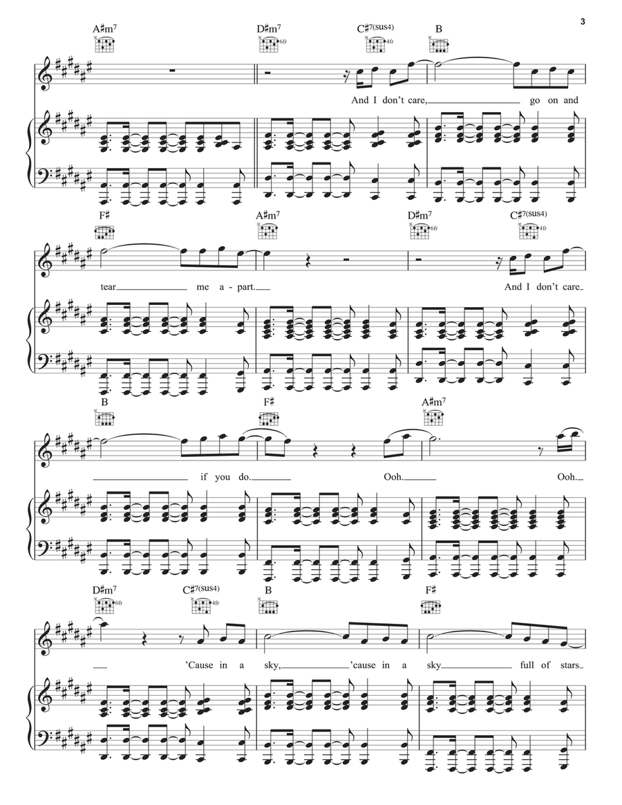 A Sky Full Of Stars Piano, Vocal, Guitar scores gallery preview page 3