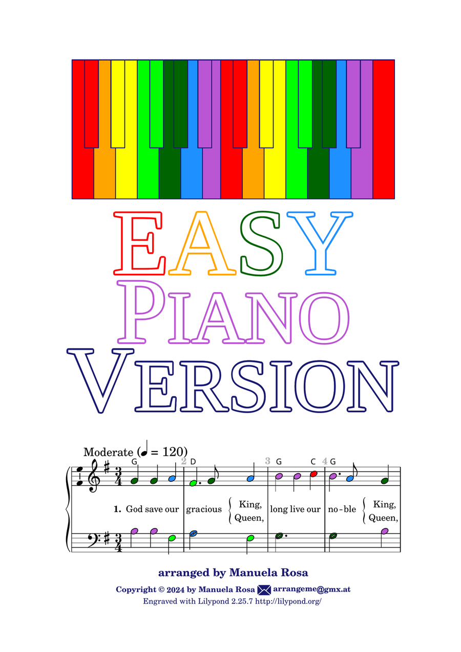 God save the King (God save the Queen; British national anthem; easy piano version) Easy Piano scores gallery preview page 5