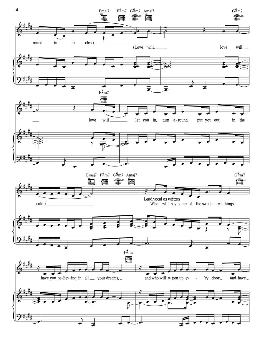 Love Will Love Will Piano, Vocal, Guitar scores gallery preview page 4