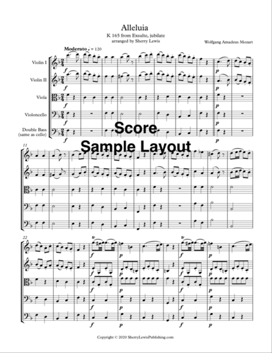 ALLELUIA from Exsulte, Mozart String Orchestra, Intermediate Level for 2 violins, viola, cello and String Orchestra scores gallery preview page 3