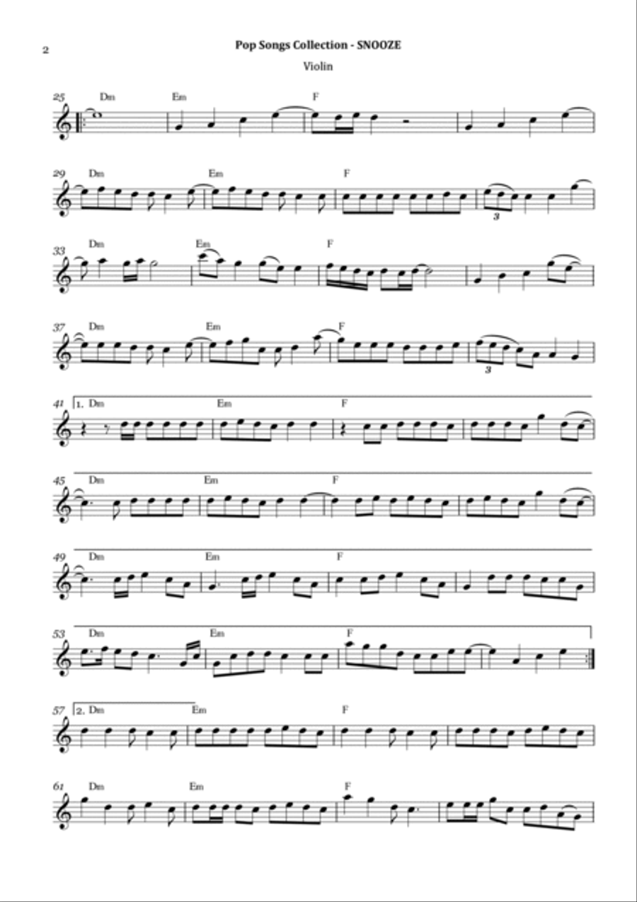 Snooze Violin Solo scores gallery preview page 2