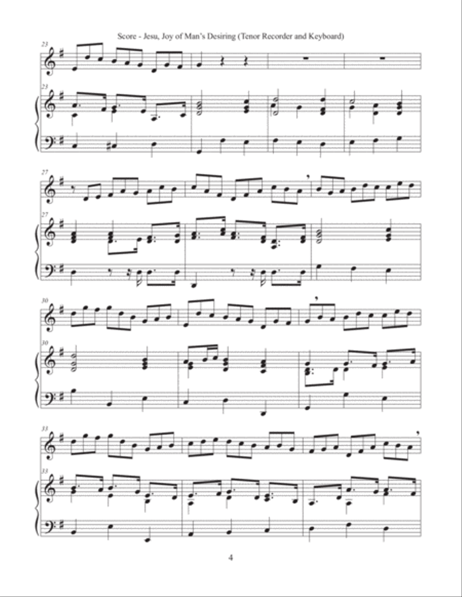 Jesu, Joy of Man's Desiring (Tenor Recorder and Keyboard) image number null