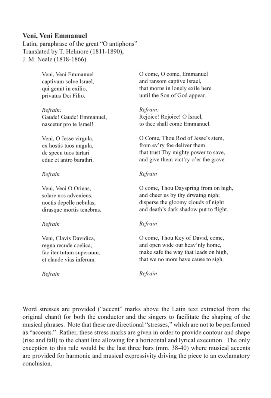 Veni, Veni Emmanuel Veni, Veni Emmanuel 4-Part scores gallery preview page 1