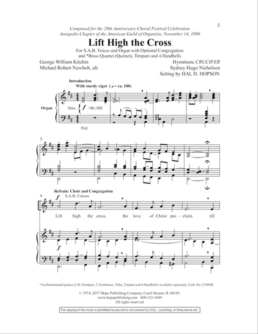 Lift High the Cross-SAB-Digital Download 3-Part scores gallery preview page 3