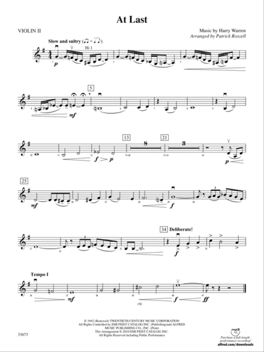 At Last: 2nd Violin String Orchestra scores gallery preview page 1