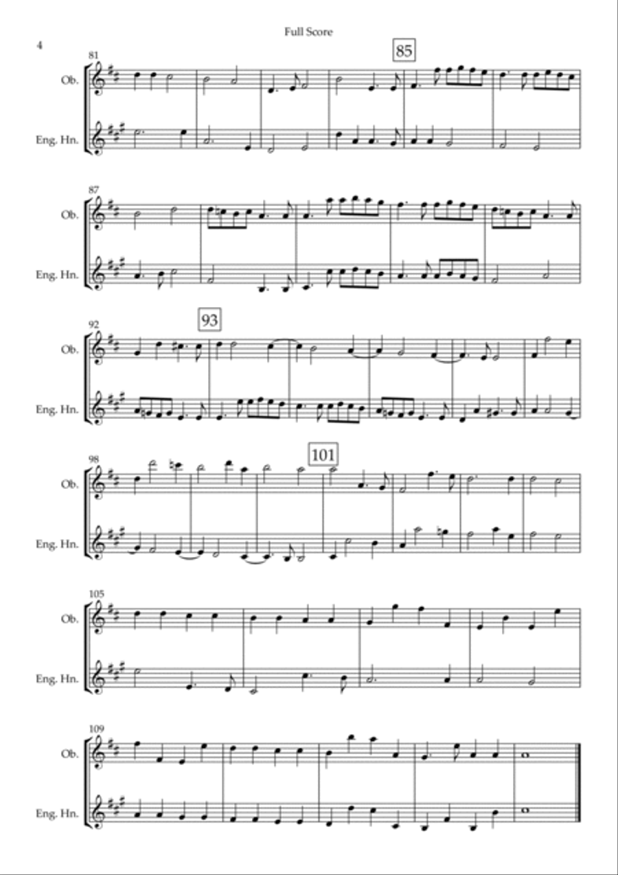 Canon in D Major (Johann Pachelbel) for Oboe & English Horn Duo Woodwind Duet scores gallery preview page 4