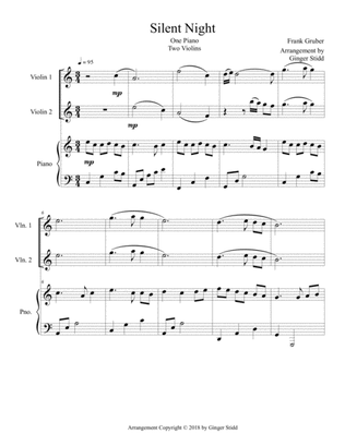 Silent Night - Violin Duet with Piano Accompaniment (Violin 1, Violin 2 and Piano)