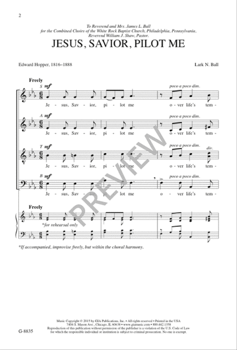 Jesus, Savior, Pilot Me Jesus, Savior, Pilot Me 4-Part scores gallery preview page 3