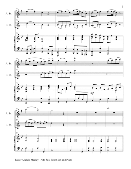 EASTER ALLELUIA MEDLEY (Trio – Alto Sax, Tenor Sax/Piano) Score and Parts image number null
