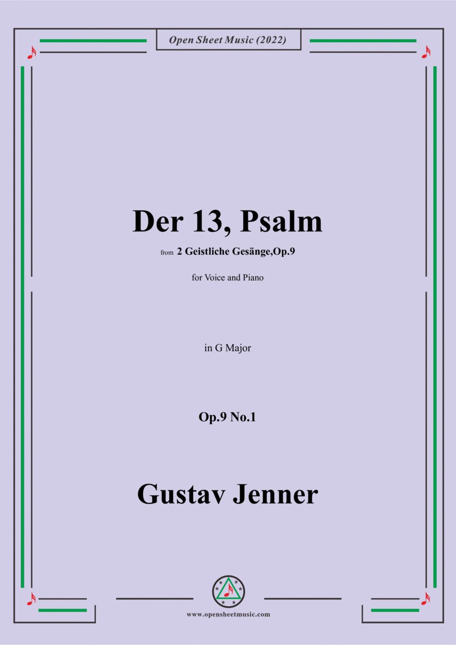 Jenner-Der 13,Psalm,in G Major,Op.9 No.1 Voice scores gallery preview page 1