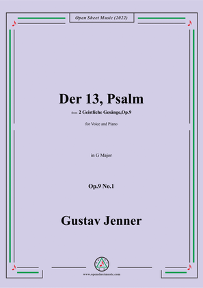 Book cover for Jenner-Der 13,Psalm,in G Major,Op.9 No.1