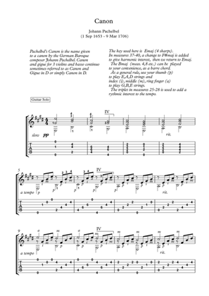 Book cover for Canon by Pachelbel guitar solo with TAB