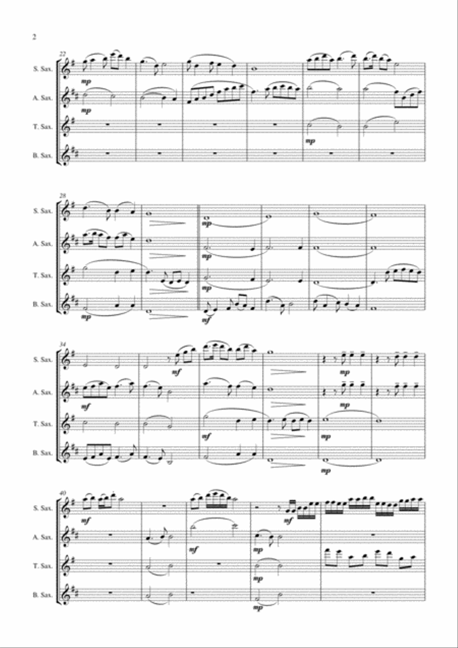 Colorful Clouds Chasing the Moon - Chinese traditional song for Saxophone Quartet Saxophone Quartet scores gallery preview page 3