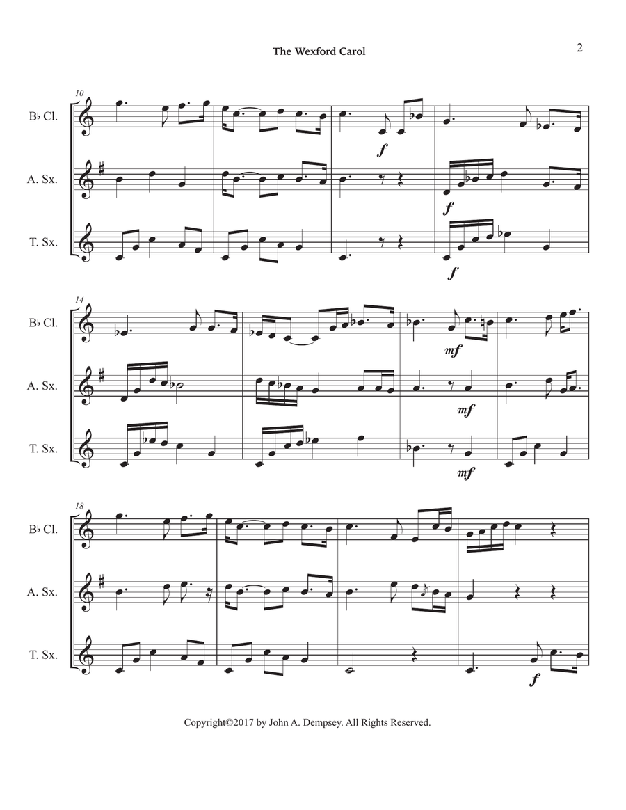 The Wexford Carol (Woodwind Trio): Clarinet, Alto Sax and Tenor Sax Woodwind Trio scores gallery preview page 6