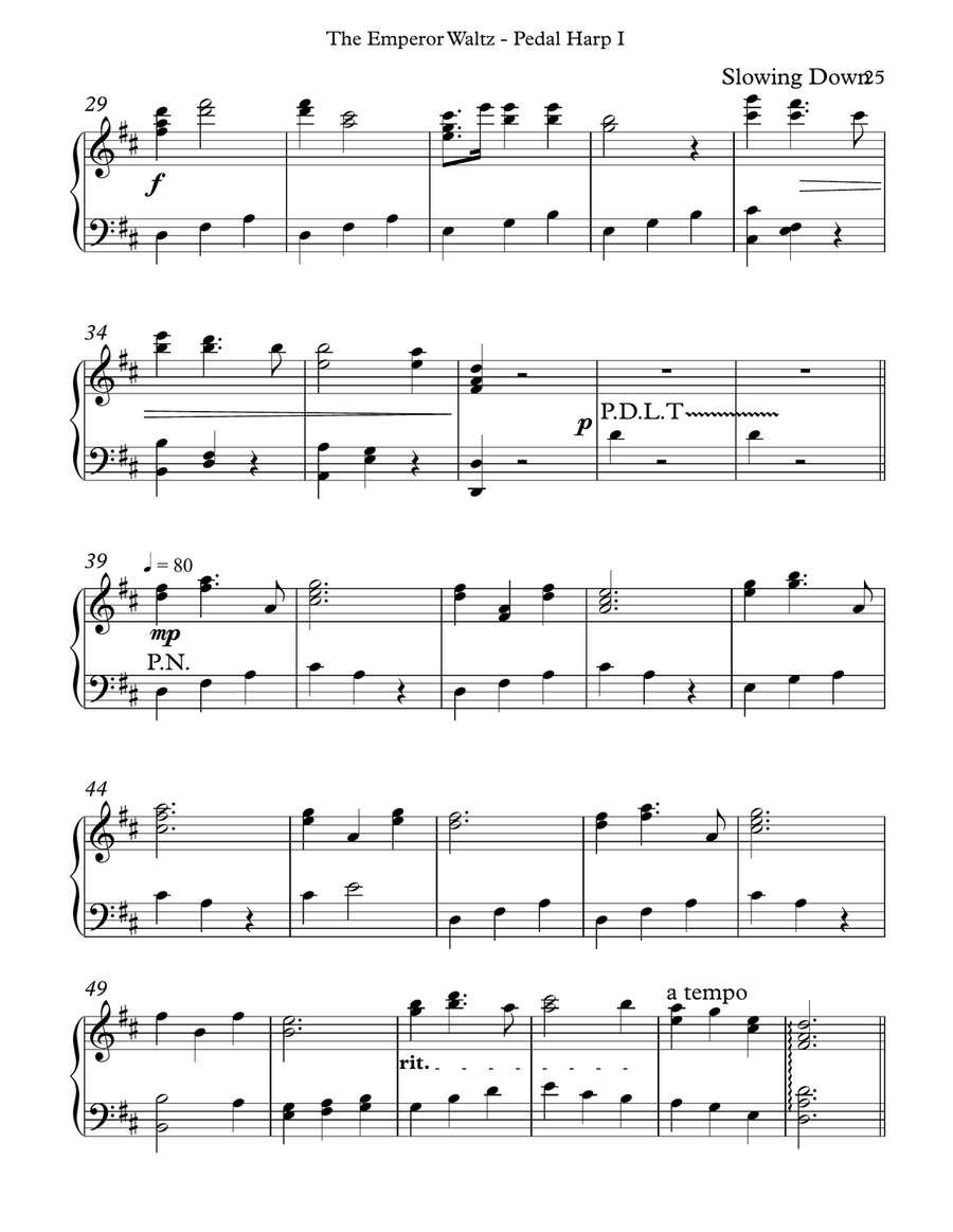 The Emperor Waltz, Pedal Harp I Pedal Harp scores gallery preview page 3