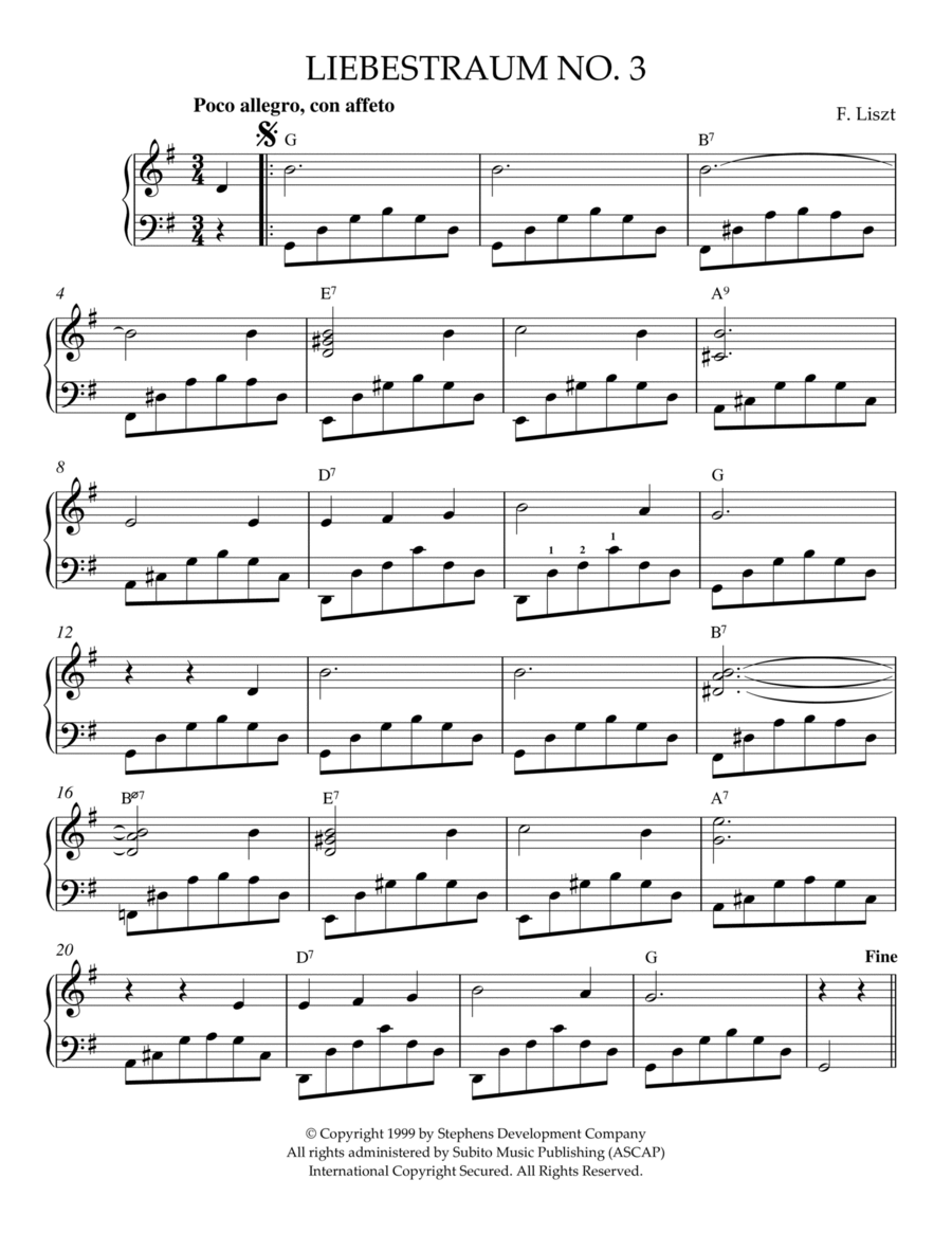 Liebestraum No. 3 (Simplified arrangement in G Major)