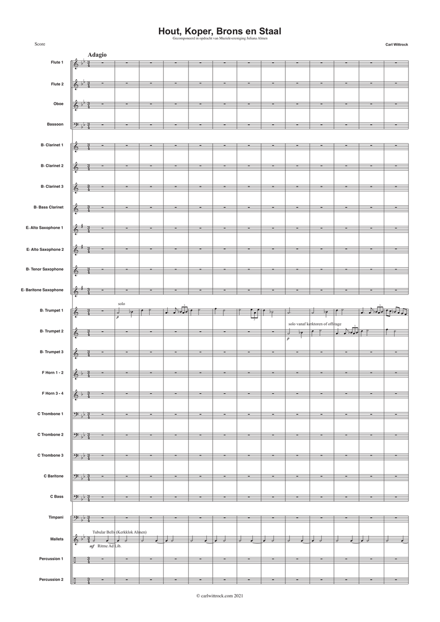 Hout, Koper, Brons en Staal Concert Band scores gallery preview page 1