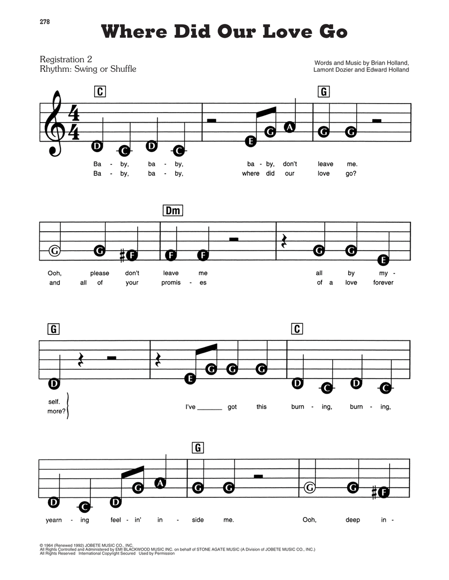 Where Did Our Love Go Where Did Our Love Go Electronic Keyboard scores gallery preview page 1