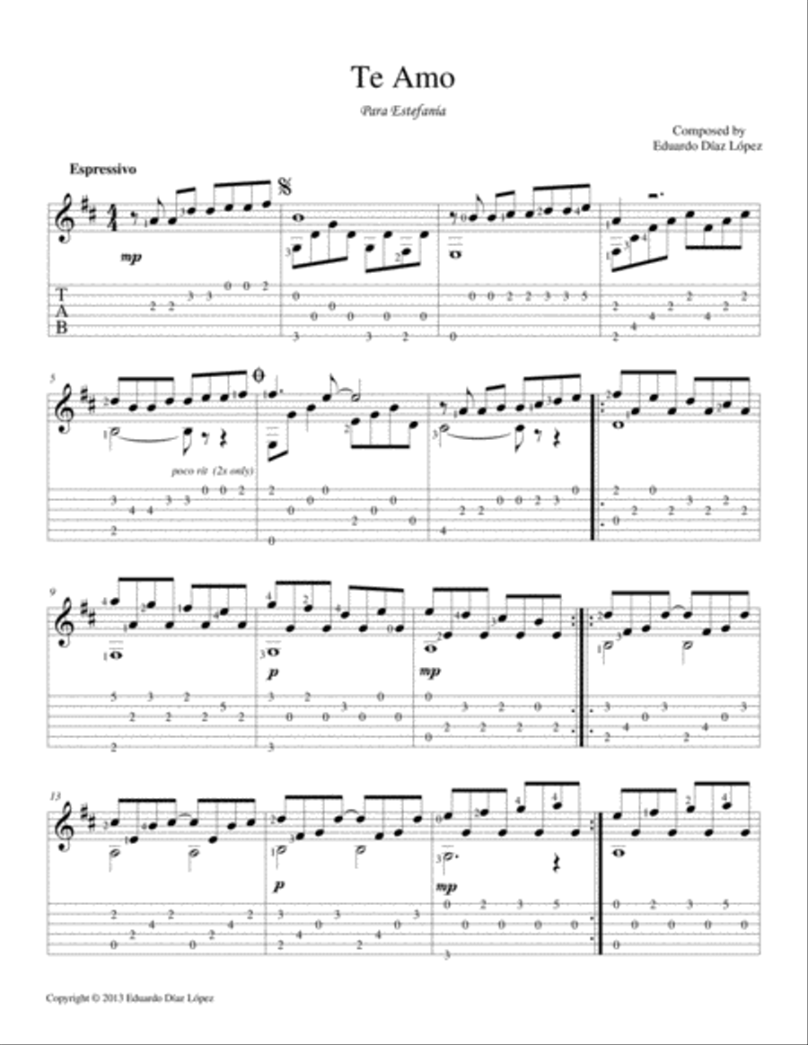 Te Amo Guitar Solo scores gallery preview page 2