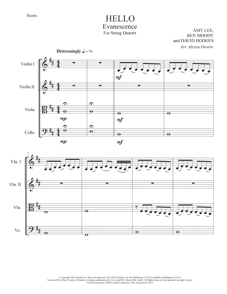 Hello String Quartet scores gallery preview page 1