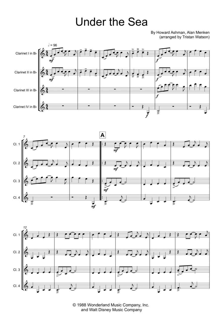 Under The Sea Woodwind Quartet scores gallery preview page 1