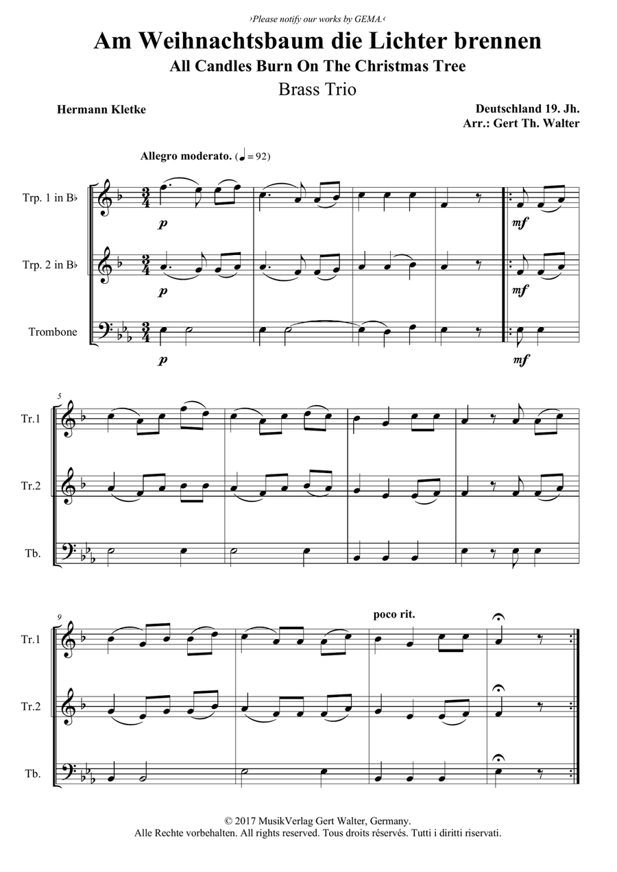 All Candles Burn On The Christmas Tree Trombone scores gallery preview page 1