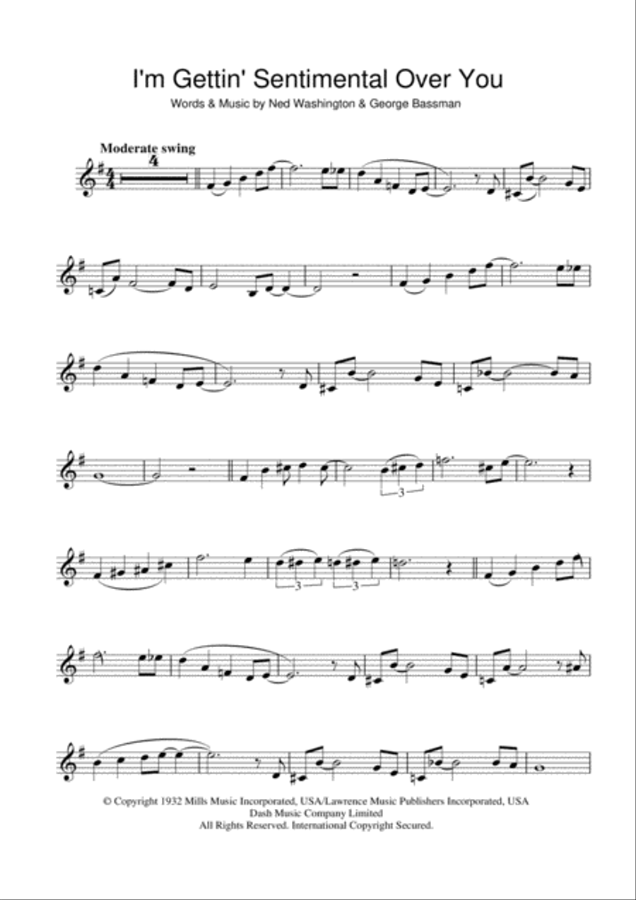 I'm Gettin' Sentimental Over You Clarinet Solo scores gallery preview page 1