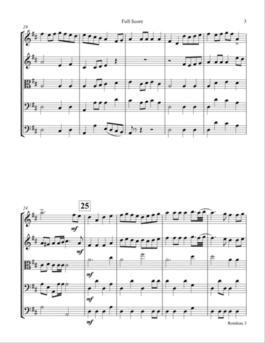 Rondeau- string quartet with optional bass String Quartet scores gallery preview page 3