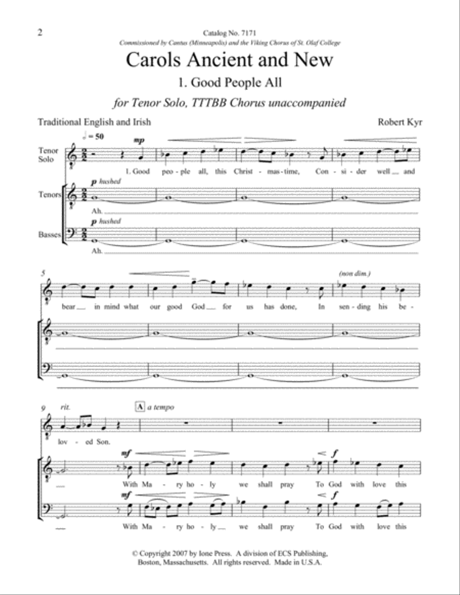 Carols Ancient and New: 1. Good People All TTBB scores gallery preview page 8