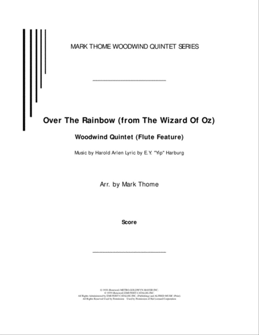 Over The Rainbow (from The Wizard Of Oz) Woodwind Quintet scores gallery preview page 1