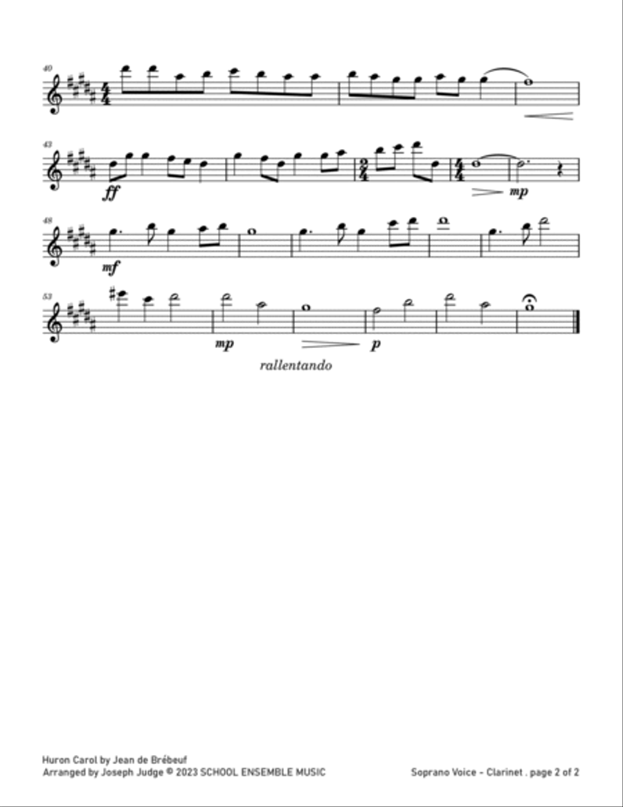 Huron Carol for Clarinet Quartet in Schools Clarinet Quartet scores gallery preview page 6