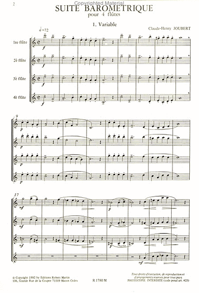 Suite barometrique, 4 flutes