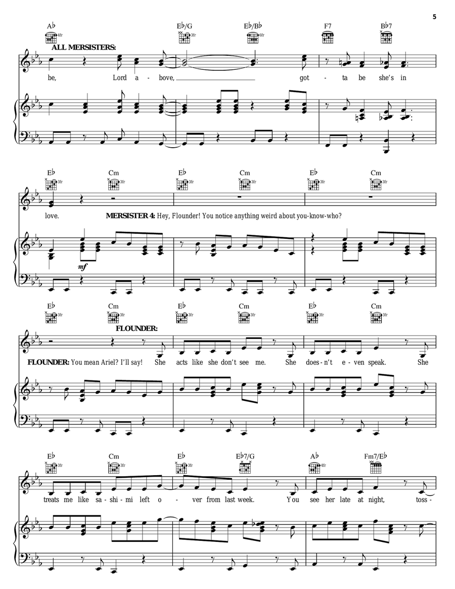 She's In Love (from The Little Mermaid: A Broadway Musical) Piano, Vocal, Guitar scores gallery preview page 5