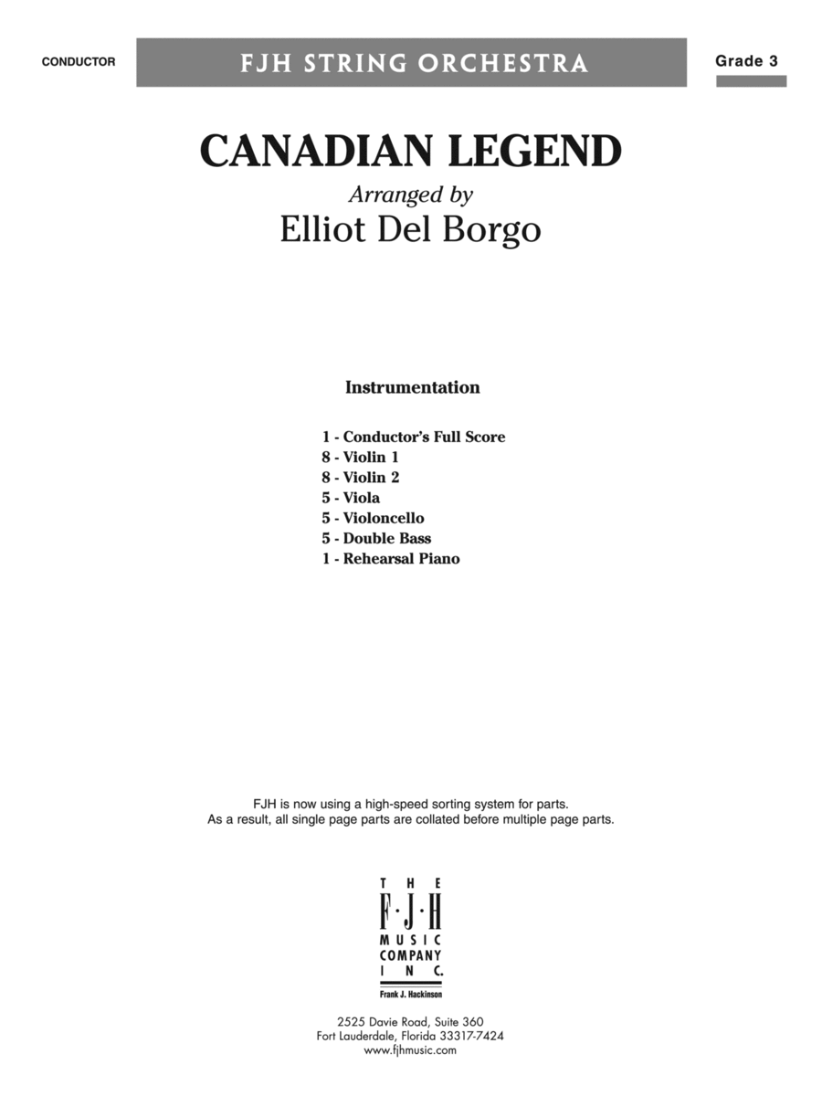 Canadian Legend: Score String Orchestra scores gallery preview page 1