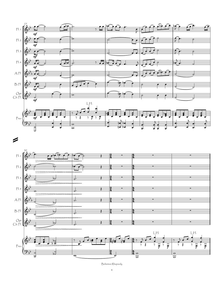 Bohemian Rhapsody Flute Choir scores gallery preview page 6
