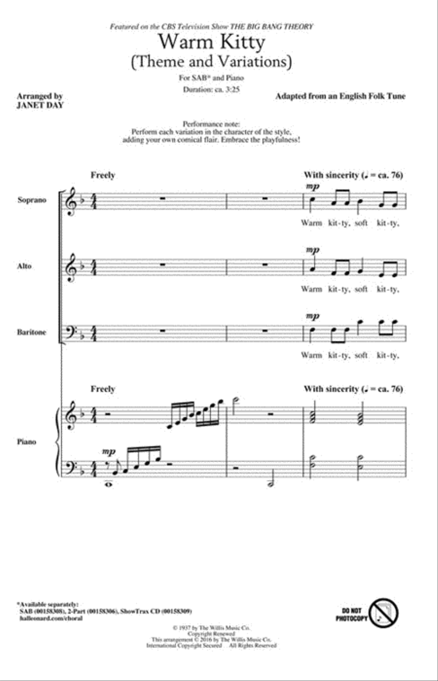 Warm Kitty Warm Kitty 3-Part scores gallery preview page 2